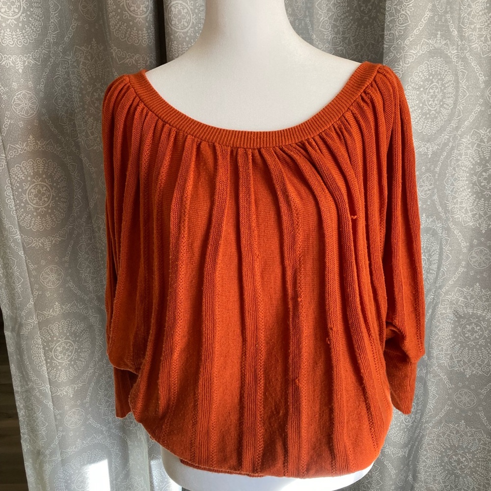 Orange Women's Off-Shoulder Acrylic Sweater Top Size XL